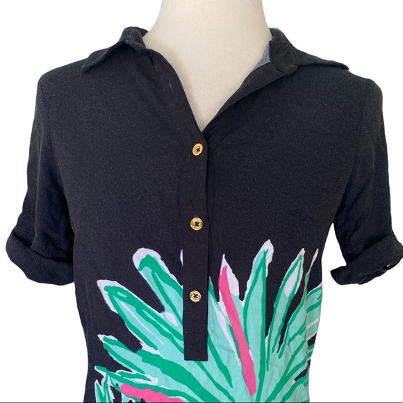 Lilly Pulitzer Elexa Palm Crazy Printed Rayon Tunic Shift Shirt Dress - 2 - Picture 3 of 13